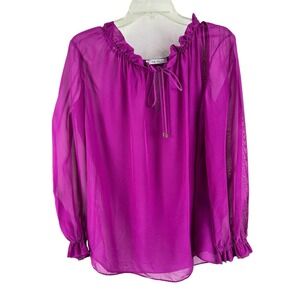 The Fold Blouse Sz 6 100% Silk Sheer Pink Casual Soft Girl